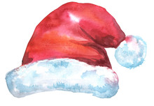 Christmas Santa Red Hat, Watercolor