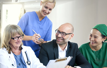 Sticker - Group of medical people having a meeting