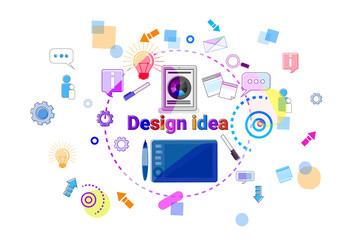 Wall Mural - web design idea concept creative process software development programming banner vector illustration
