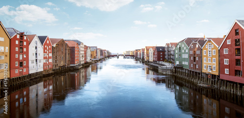 Colorful wooden houses in Trondheim, Norway Slika na platnu