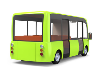 modern cartoon bus green back