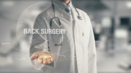 Poster - Doctor holding in hand Back Surgery