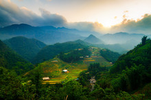 Muong Hoa Valley Sunset In Sa Pa, Vietnam