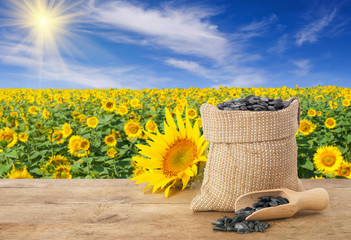 Wall Mural - sunflower seeds in bag on table