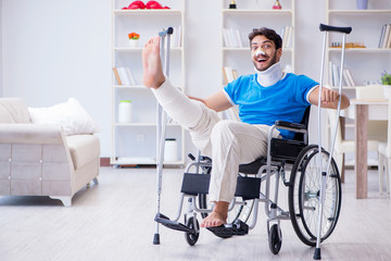 Wall Mural - Injured young man recovering at home