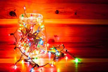 Christmas light in bottle decor.