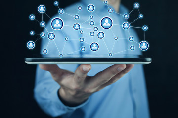 Wall Mural - business connection and social network.