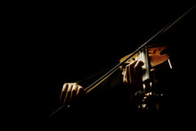 Violin Player. Violinist Playing Violin Hands Bow