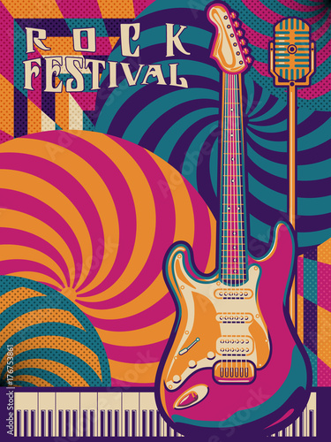 Plakaty Hard Rock  projekt-plakatu-festiwalu-rockowego-koncertu-korkowego-lub-imprezy-rockowej-recznie-rysunek-ilustracji-wektorowych