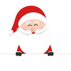 santa claus behind banner sign isolated background