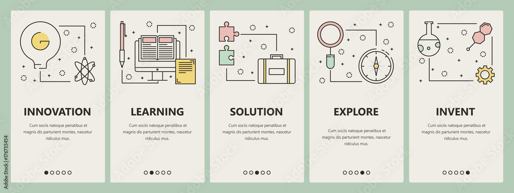 Vector thin line flat design science concept vertical banners Stock ...
