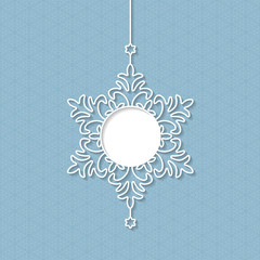 White lace pendant. Decorative design element, lacy holiday decoration for Christmas and New Year. Vector illustration