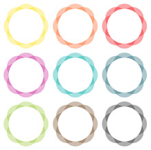 Collection Of 9 Frames In Solid Colors, Spirograph Style