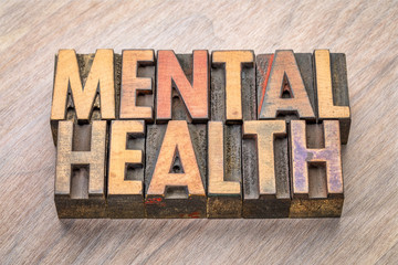 Wall Mural - mental health in letterpress wood type