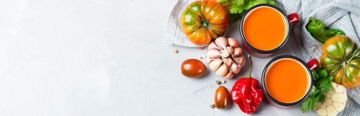 Tomato pepper soup gazpacho with garlic