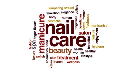 Sticker - Nail care animated word cloud, text design animation.