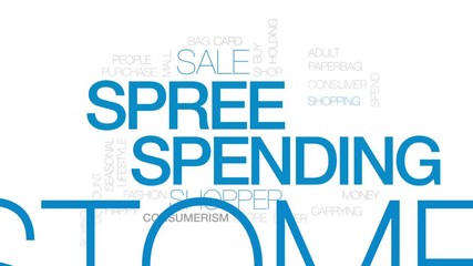 Wall Mural - Spree spending animated word cloud, text design animation. Kinetic typography.