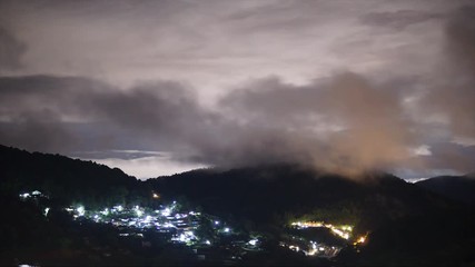 Wall Mural - UltraHD. time lapse of dramatic scene of mist and cloud moving over the sky and mountain in the evening at Mon Cham Valley, Chiangmai, Thailand.