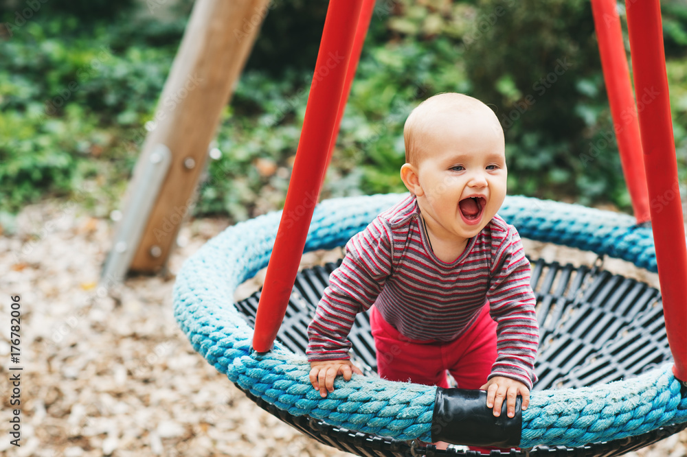 Baby Girl Having Fun In The Park 9 12 Months Old Kid