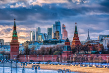 Moscow City And Kremlin