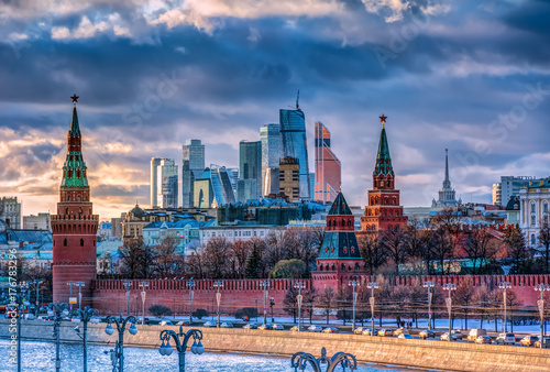 Plakat Moscow City and Kremlin