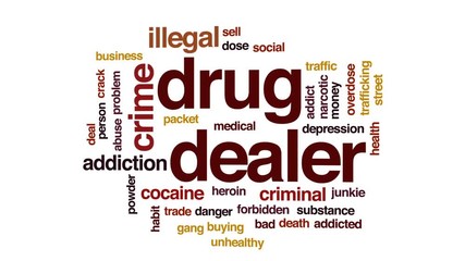 Sticker - Drug dealer animated word cloud, text design animation.