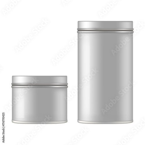 Fotografía Mock up of round metal tin can for gift