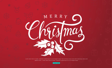 Wall Mural - merry christmas with calligraphic text.vector illustration template.greeting cards.