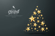 © bokmok - Merry christmas calligraphic text with golden star background.Vector illustration template.greeting cards.