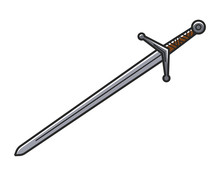 Ancient Sword Made Of Steel With Carved Handle