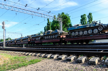 Tanks on a freight platform