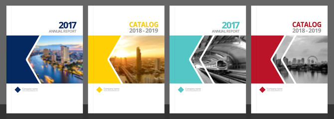 cover design for annual report and business catalog, magazine, flyer or booklet blue, yellow, red, a
