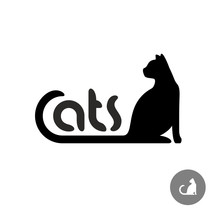 Black Cat Silhouette With Text Logo