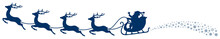 Christmas Sleigh Santa & Flying Reindeers Swirl Dark Blue