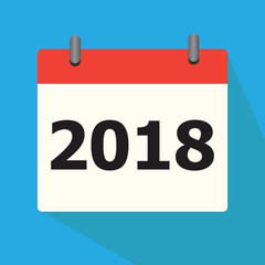 Wall Mural - calendar 2018 icon on blue background. calendar 2018 sign. flat style.