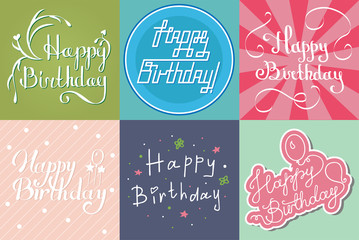 Wall Mural - Beautiful birthday invitation card design colorful lettering poctcard vector greeting decoration.