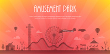 Amusement Park - Modern Vector Illustration With Place For Text