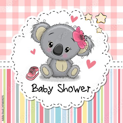 Baby Shower Greeting Card With Cartoon Koala Girl Buy This Stock Baby Shower Greeting Card With Cartoon Koala Girl Buy This Stock
