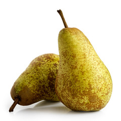 Wall Mural - Two abate fetel pears isolated on white.