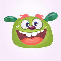 Cartoon green monster.Vector illustration