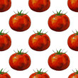 Seamless pattern with watercolor hand drawn tomato on white background
