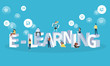 Flat design style web banner for e-learning, distance education, online learning. Vector illustration concept for web design, marketing, and print material.