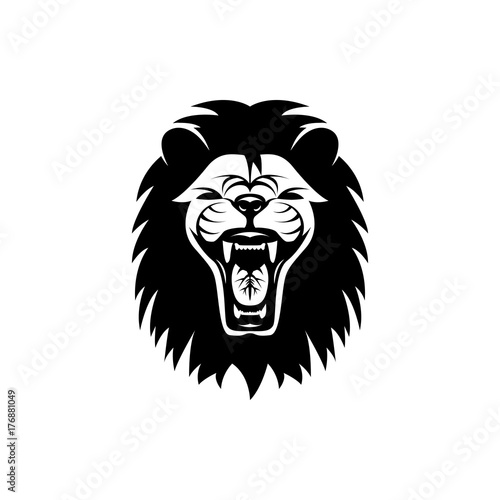 roaring lion black and white