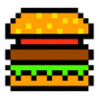 pixel burger hamburger art cartoon retro game style