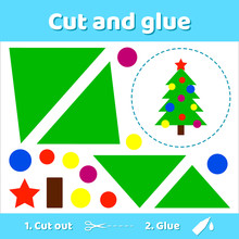 Vector Illustration. Christmas Tree With Balls And Star. Educati
