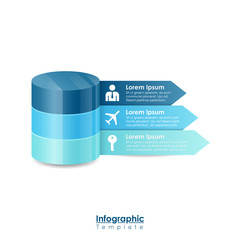 Business infographic template in blue tape design with icons and space for text isolated on white background. Illustration of a modern 3 step infograph.