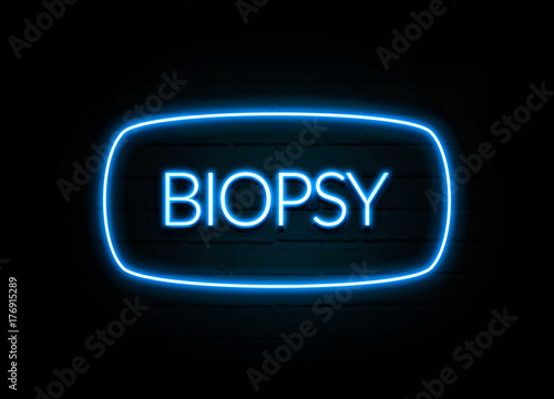 Fotografia, Obraz Biopsy - colorful Neon Sign on brickwall
