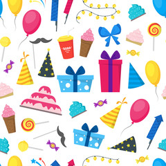 Sticker - Cartoon Party Holiday Background Pattern on a White Vector