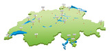 Fototapeta Mapy - swiss map with lakes and main cities