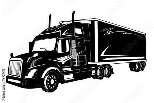 icon of truck, semi truck, vector illustration Stock ...